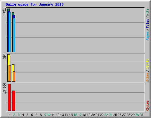 Daily usage for January 2016