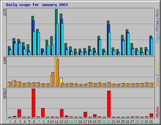 Daily usage for January 2023