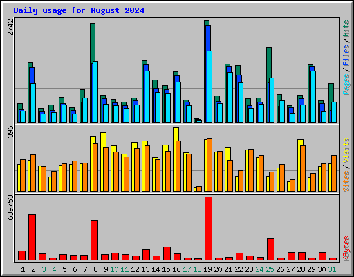 Daily usage for August 2024