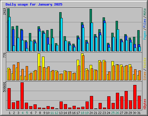 Daily usage for January 2025