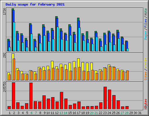 Daily usage for February 2021