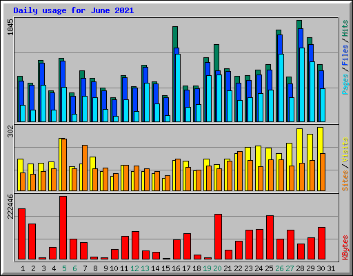 Daily usage for June 2021