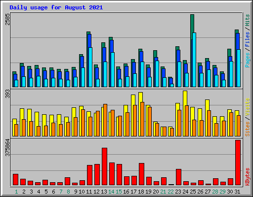 Daily usage for August 2021