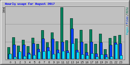 Hourly usage for August 2017