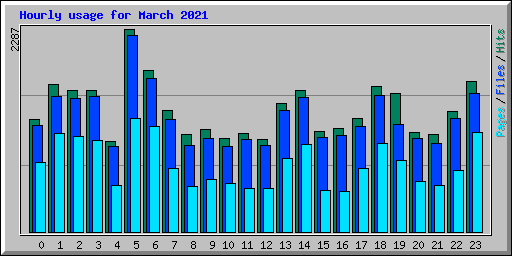 Hourly usage for March 2021