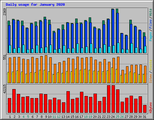 Daily usage for January 2020