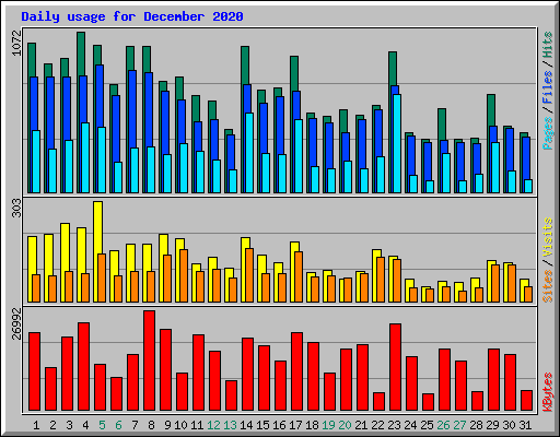 Daily usage for December 2020