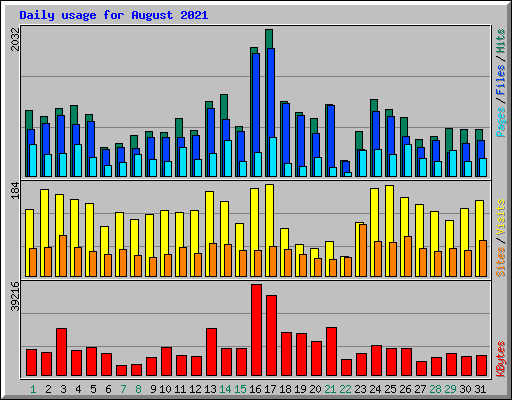 Daily usage for August 2021