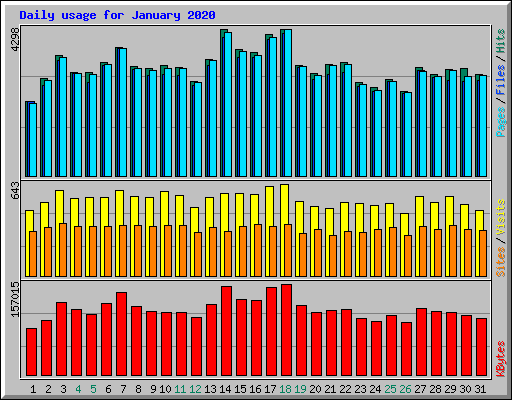 Daily usage for January 2020