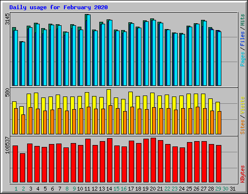 Daily usage for February 2020
