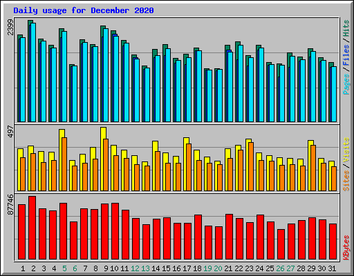 Daily usage for December 2020