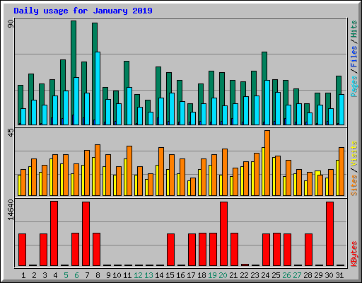 Daily usage for January 2019