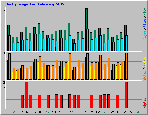 Daily usage for February 2019
