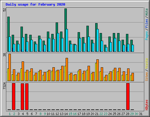 Daily usage for February 2020