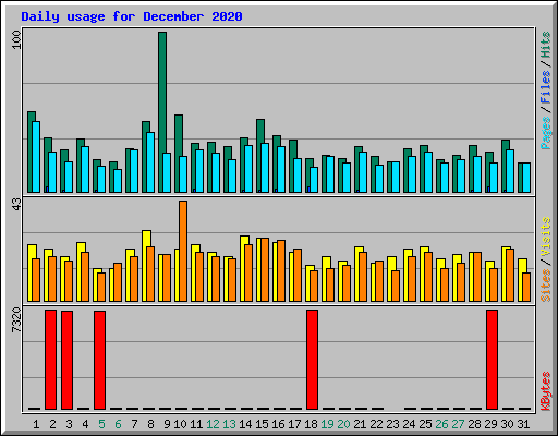 Daily usage for December 2020