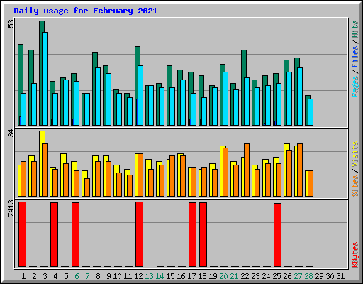 Daily usage for February 2021