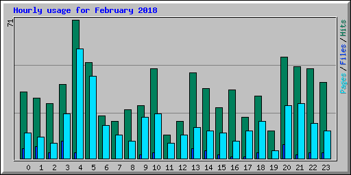 Hourly usage for February 2018