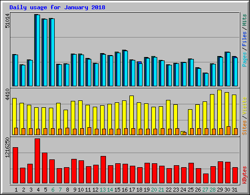 Daily usage for January 2018