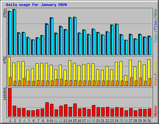 Daily usage for January 2020