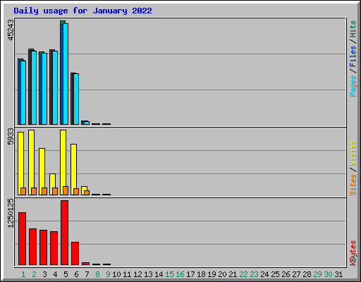 Daily usage for January 2022