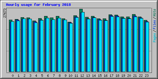 Hourly usage for February 2018