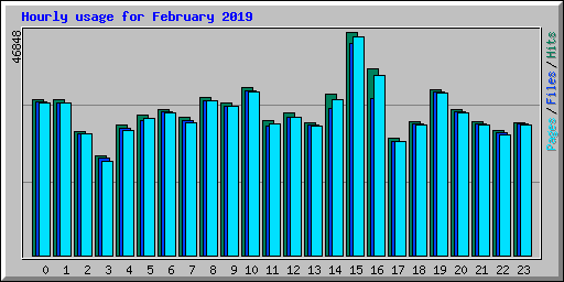 Hourly usage for February 2019