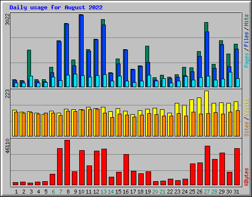 Daily usage for August 2022