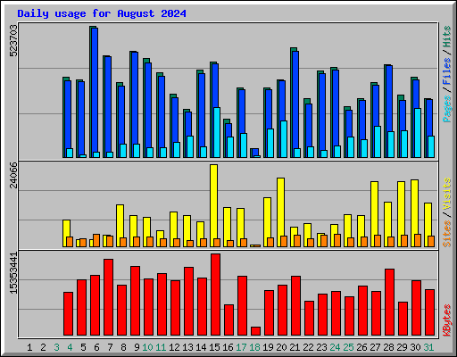 Daily usage for August 2024