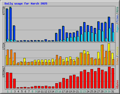 Daily usage for March 2025