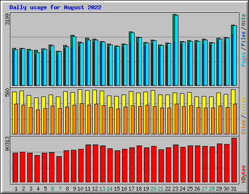 Daily usage for August 2022