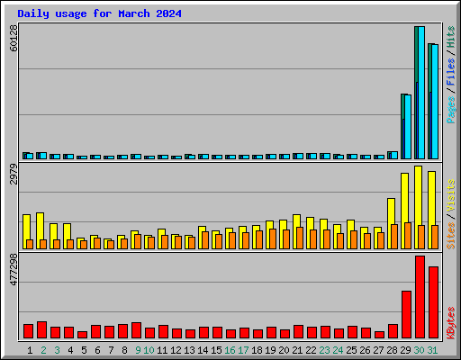 Daily usage for March 2024