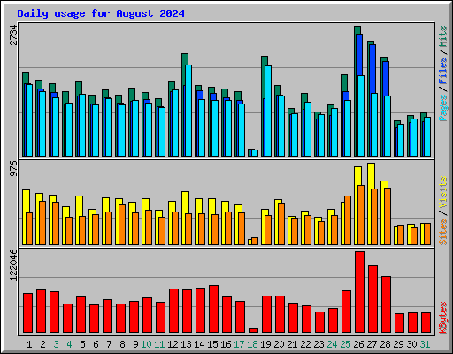 Daily usage for August 2024