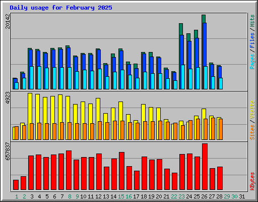 Daily usage for February 2025