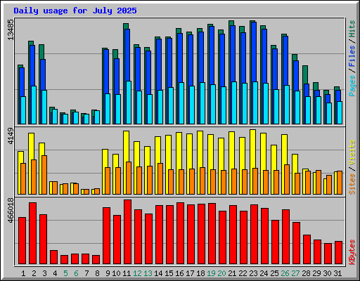 Daily usage for July 2025