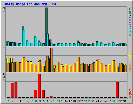 Daily usage for January 2023