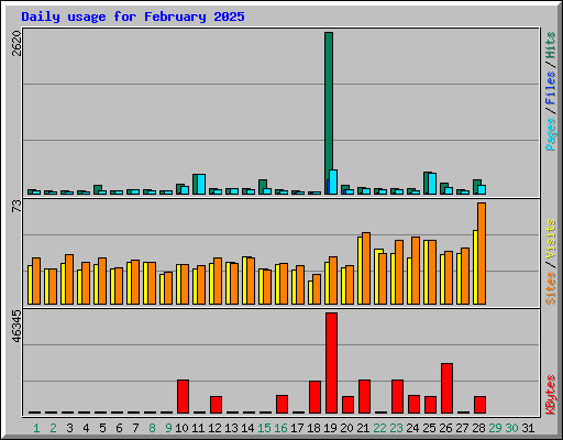 Daily usage for February 2025