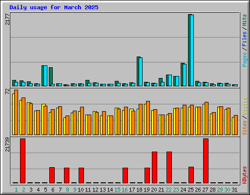 Daily usage for March 2025