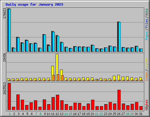Daily usage for January 2023