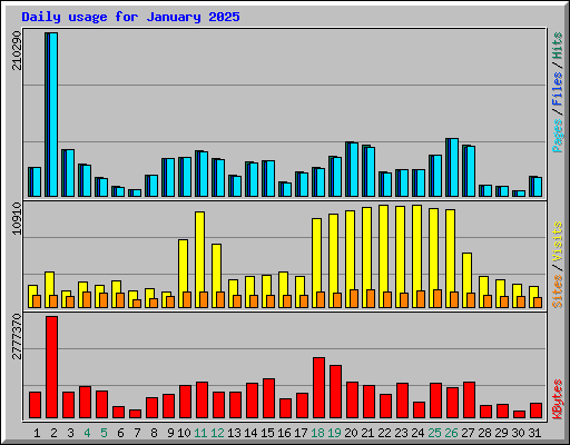 Daily usage for January 2025