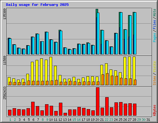 Daily usage for February 2025