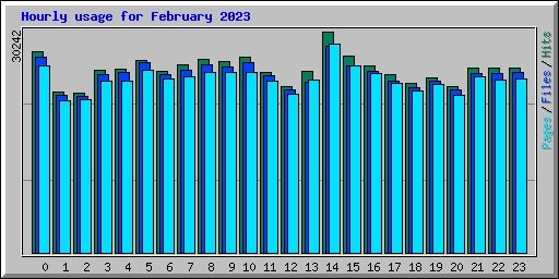 Hourly usage for February 2023